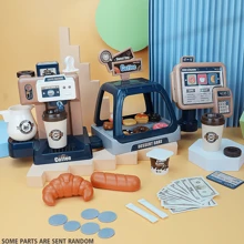 41入組藍色超市收銀員,咖啡店和飲料自動售貨機遊戲套裝,含模擬玩具配件,適用於男女兒童生日禮物,家庭室內親子互動 - 藍色 - 查看 1