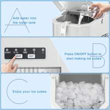 Havato Ice Maker Machine For Countertop,Portable Ice Cube Maker With Self-Cleaning, 26LBS/24H Compact Automatic Ice Makers,9 Cubes Ready In 6-8 Minutes,For Home/Kitchen/Office/Bar - 白色 - 查看 6