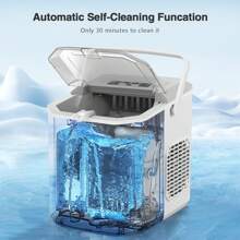 Havato Ice Maker Machine For Countertop,Portable Ice Cube Maker With Self-Cleaning, 26LBS/24H Compact Automatic Ice Makers,9 Cubes Ready In 6-8 Minutes,For Home/Kitchen/Office/Bar - 白色 - 查看 5