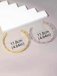 1pc European And American Style Collar, Geometric Hollow Out Metal Statement Necklace With Great Wall Pattern For Women - Silver - View 3