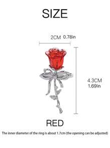 Rose Open Ring Female Fashion High-End Index Finger Ring Sweet Cool Elegant Adjustable Hand Jewelry Valentine's Day Gift - Red - View 5