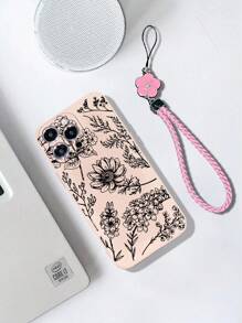 Màu hồng Mạ Treo Dây thừng Dây đeo tay , Phong cách mới Hoạt hình Được Sơn Chống sốc Mềm mại Điện thoại di động Ốp tương thích với iPhone Với dây chuyền - Nhiều màu - Xem 3