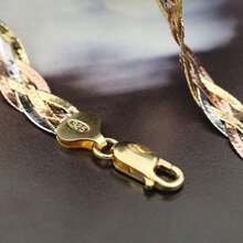1 pieza Collar trenzado de cadena de plata de ley 925 brillante, cadena trenzada de 8 mm de ancho, adecuado para uso diario y de fiesta de mujeres, regalo de aniversario