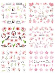 12款櫻花美甲貼紙,包含櫻花花瓣、移花、夏天diy水滑貼片,美甲裝飾必備 - 彩色 - 查看 8