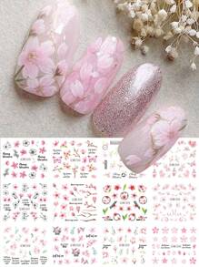 12款櫻花美甲貼紙,包含櫻花花瓣、移花、夏天diy水滑貼片,美甲裝飾必備 - 彩色 - 查看 5