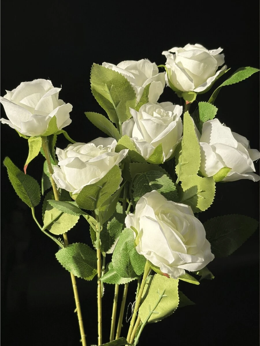 1 Peça Rosa Artificial, Branca Marfim, Adequada Para Favores De Casamento, Festa, Decoração De Casa, Arranjo De Flores, Faça Você Mesmo, Decoração De Quarto, Mesa De Escritório, Sala De Jantar - Leite branco - Ver 1