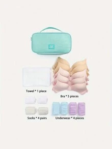 內衣收納袋,便攜式旅行胸罩收納袋,三合一內衣襪子收納盒,大容量 - 藍色 - 查看 8
