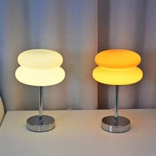 北歐奶油風格現代漢堡牛油玻璃桌燈,極簡床頭燈,臥室裝飾,美學桌燈,桌面裝飾桌燈,三款可調光 - 紅色 - 查看 7