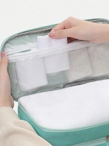 內衣收納袋,便攜式旅行胸罩收納袋,三合一內衣襪子收納盒,大容量 - 藍色 - 查看 4