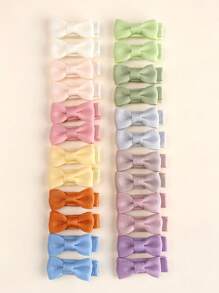 24入組兒童迷你蝴蝶結髮夾,糖果彩色混色