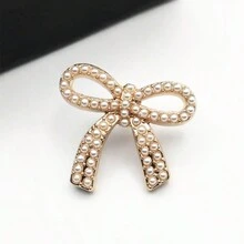 蝴蝶結徽章胸針,珍珠裝飾,防止毛衣鈕扣滑動,時尚服裝固定針 - 彩色 - 查看 4