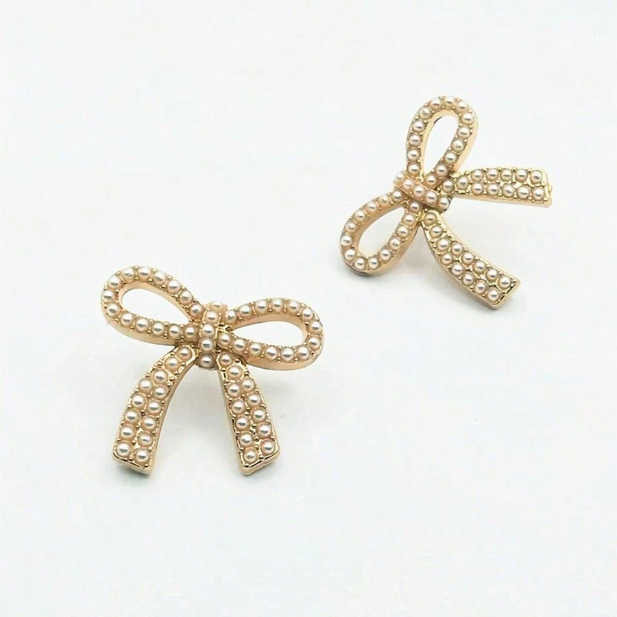 蝴蝶結徽章胸針,珍珠裝飾,防止毛衣鈕扣滑動,時尚服裝固定針 - 彩色 - 查看 1