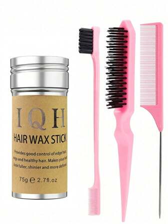 IQH 4PCS Hair Wax Stick & Styling Comb Kit – Strong Hold & Smooth Finish, Ideal For Slick Back, Edges, And Daily Hair Styling For Women & Men