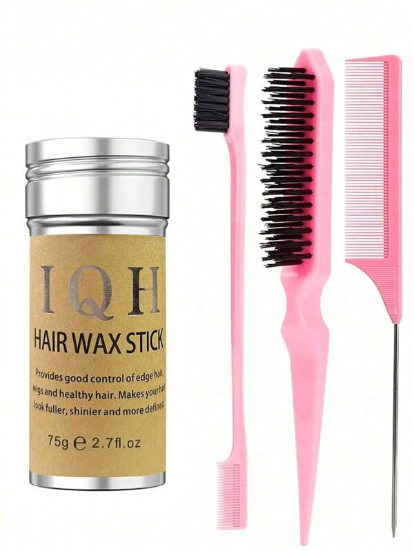 IQH 4 STÜCK Haarpaste Stift & Styling Kamm Set - Starker Halt & Glatte Oberfläche, ideal für Sleek Back, Kanten und tägliches Haarstyling für Frauen & Männer