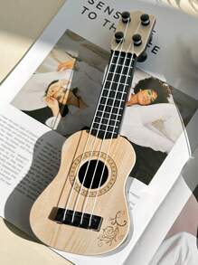 1 đồ trang trí âm nhạc giáo dục Ukulele thu nhỏ có thể chơi được làm quà tặng tốt nhất - Màu be - Xem 4