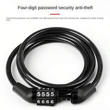 Bicycle Lock Mountain Bike Four-Digit Password Lock Electric Scooter Cable Lock Anti-Theft Cycling Equipment - Black - View 3