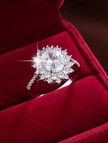 1 件奢華向日葵設計時尚女銅戒指 - 彩色 - 查看 12