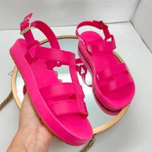 Women Flat Sandals - Hot Pink - View 2