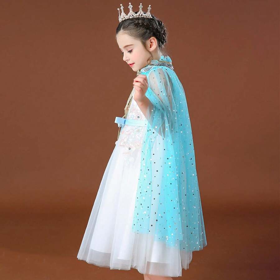 Princess Cape Girls Pink Tulle Cape Glitter Princess , Princess Costumes For Carnival Fancy Dress Festivals Costume Children Fancy Dress - Baby Blue - View 1