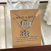 2pcs/Set Creative Angel Number Design Stainless Steel Pendant Necklace, Suitable For Women, Men, Couples, Friends, As Daily Jewelry, Festival Gift - Silver - View 17