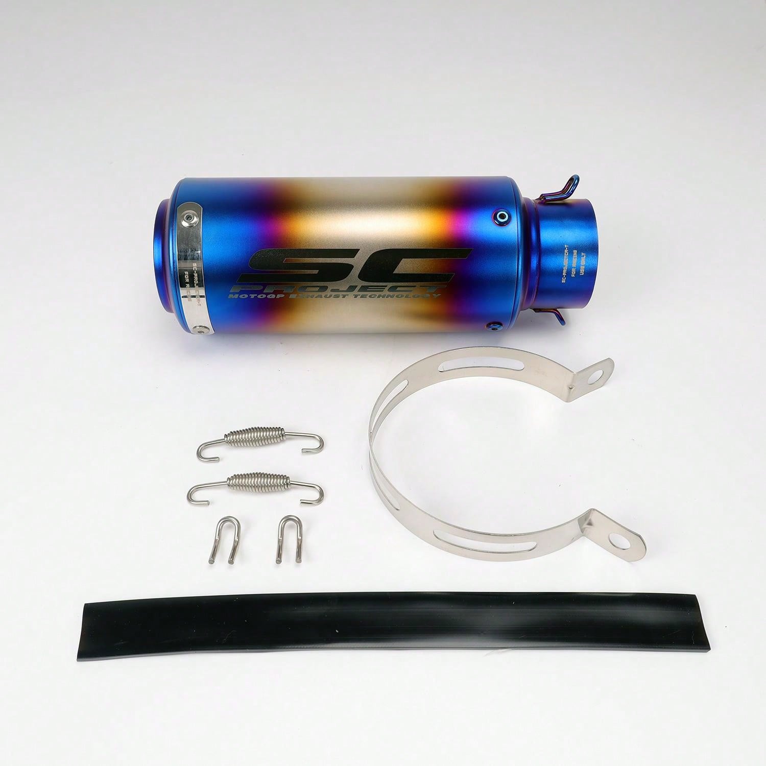 1pc 51mm Universal Sports Motorcycle Exhaust Pipe With SemiBlue Round
