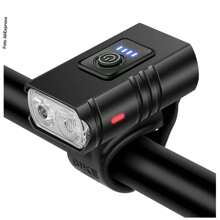 Farol De Bike 2 Led Com Medidor Recarregável Cree T6 Usb - Preto - Visão 3