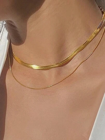 FOREVER QUEEN S925純銀雙層蛇骨鏈女士時尚簡約鏈