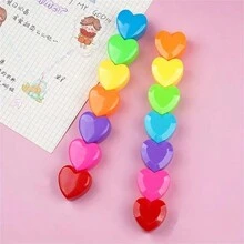 1pc Adorable Fluorescent Pen With Heart Shaped Cap & Candy Colored Body, Slant Tip Highlighter For Student Note-Taking, Creative Stationery - Multicolor - View 5