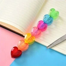 1pc Adorable Fluorescent Pen With Heart Shaped Cap & Candy Colored Body, Slant Tip Highlighter For Student Note-Taking, Creative Stationery - Multicolor - View 3