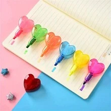 1pc Adorable Fluorescent Pen With Heart Shaped Cap & Candy Colored Body, Slant Tip Highlighter For Student Note-Taking, Creative Stationery - Multicolor - View 4