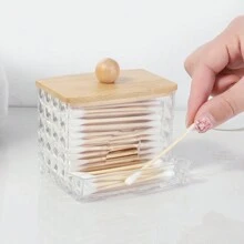 2入組棉花棒收納盒帶蓋，10/7盎司球形/棉球分配器，透明鑽石圖案藥劑組織罐，用於收納 - 2pcs - 查看 4
