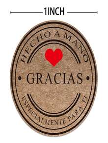 500pcs/Roll 1inch Gracias Sticker Spanish Thank You Hecho A Mano Con Amor DIY Multifunction Paper Label Adhesive Gift Seal Sticker - Multicolor - View 4