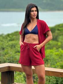 Women Kimonos - Màu Đỏ Sâu - Xem 3