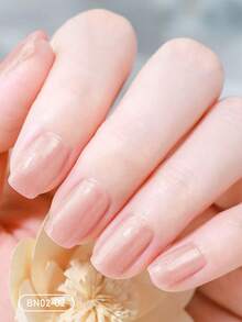 24入組高光中等大小實色全覆蓋假指甲套裝與膠帶、指甲檔和指甲除去棒，增強您的時尚感。即貼指甲補給品 - 淺粉色 - 查看 1