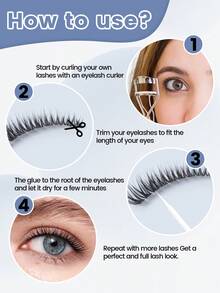 MAGEFY 7Pairs Of Natural Cross Full False Eyelashes With Clear Stem,Fluffy Slim For Everyday Use Manga Eyelashes, Travel Essentials - Black - View 9