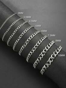 1 Miếng Không giới tính 3~10mm Rộng Thép không gỉ Chuỗi vòng tay , Hip Hop Cô gái Goth hiện đại Phụ kiện trang sức , Sinh nhật/ Liên hoan Qủa tặng Cho bạn trai Hoặc Bạn gái - Bạc - Xem 12