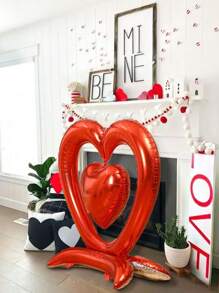 1入組情人節心形鋁箔氣球,適用於情人節派對裝飾、結婚週年紀念、生日派對裝飾 - 紅色 - 查看 6