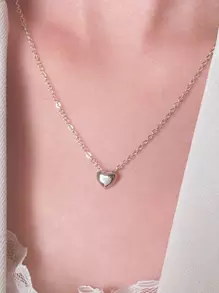 1pc Fashionable Simple Heart Pendant Necklace For Women, Daily Decoration, Festival Gift Valentines,Mom,Mother,Mother's Day,Gift