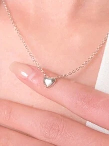 1pc Fashionable Simple Heart Pendant Necklace For Women, Daily Decoration, Festival Gift Valentines,Mom,Mother,Mother's Day,Gift
