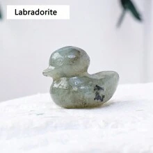 天然水晶可愛鴨子雕像手工藝品家居裝飾靈氣治療水晶雕刻寶石雕像 - 拉長石 - 查看 1