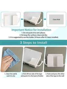 1只壁掛式手機架,自粘壁旁收納盒,塑料充電手機架,遙控壁掛式手機支架,零碎物品收納盒,臥室用品-色彩隨機 - 彩色 - 查看 4