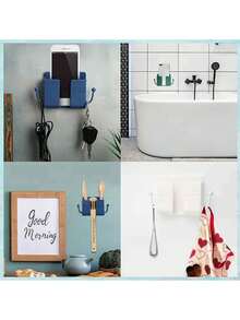 1只壁掛式手機架,自粘壁旁收納盒,塑料充電手機架,遙控壁掛式手機支架,零碎物品收納盒,臥室用品-色彩隨機 - 彩色 - 查看 2