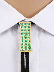 LikeWindy 1個男士復古撞色馬術領結西部牛仔領帶,街頭時尚項鍊,男女復古領結 - 綠色 - 查看 1