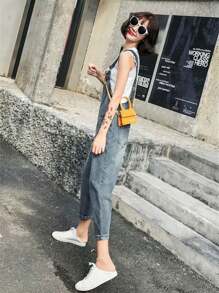 Denim Jumpsuit With Front Pocket