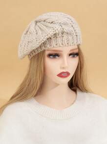 1pc Spring New Fashion Solid Color Breathable Casual Knitted Hat - Apricot - View 4