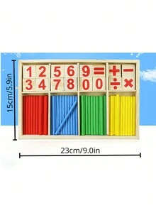 1入組數字和符號遊戲棒,幼兒兒童教育數學計算蒙特梭利玩具積木禮物 - 彩色 - 查看 2