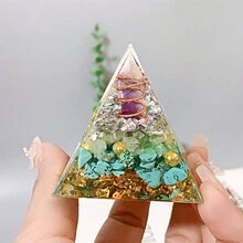 1pc 5cm Orgone Pyramid For Positive Energy And Mix Material Crystal, With Protection From Crystals Energy Generator For Stress Reduce Healing Meditation And Wealth Attraction For Home Decoration - Multicolor - View 5