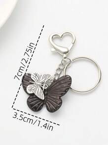 1pc Women's Y2k Style Butterfly Keychain, Sweet & Cool Design, Bestie & Girlfriend Gift, Bag Pendant/Decor Key Chain Charms Valentines - Black and White - View 2