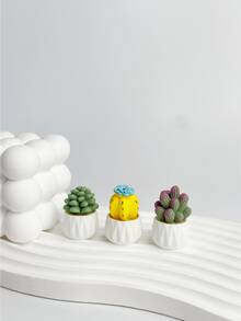 3入組樹脂仙人掌形狀迷你裝飾品,適用於家庭、辦公室桌面diy微景觀裝飾,汽車儀表板玩具裝飾 - 組合1 - 查看 4