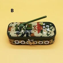 1個坦克迷彩鉛筆盒,小學文具盒,兒童拉鍊牛津布鉛筆盒,男士文具盒,文具收納 - 彩色 - 查看 4